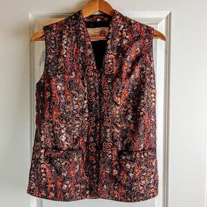 Vintage Peony Brand Shanghai Quilted Floral Silk Vest
